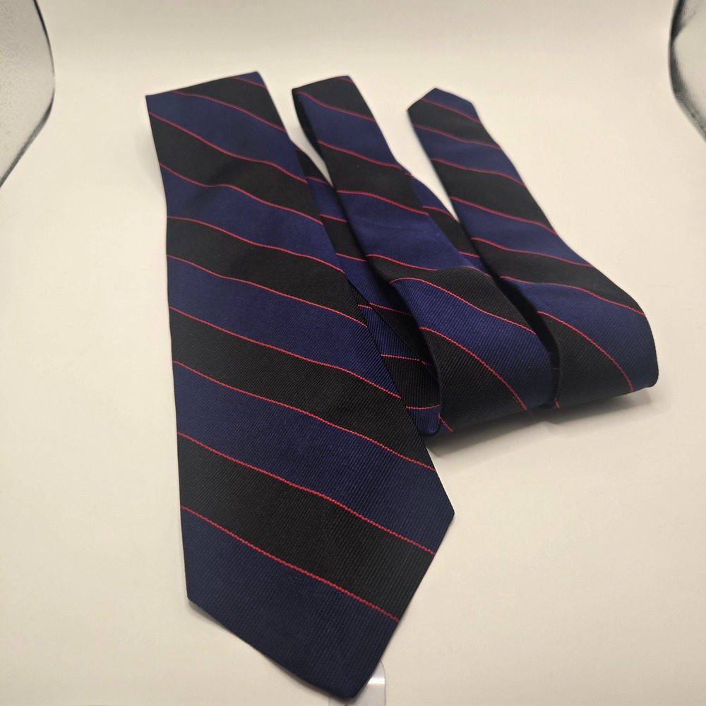 Brooks Brothers Makers 100% Silk Tie Navy Black Red Repp Stripe Made in USA (A1) - Picture 5 of 9